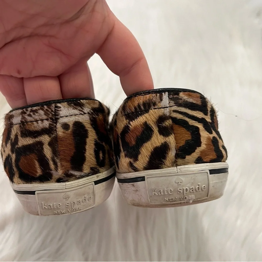 Kate Spade NY Women's Size 6.5 Delise Leopard Print Slip On Sneakers Calf Hair